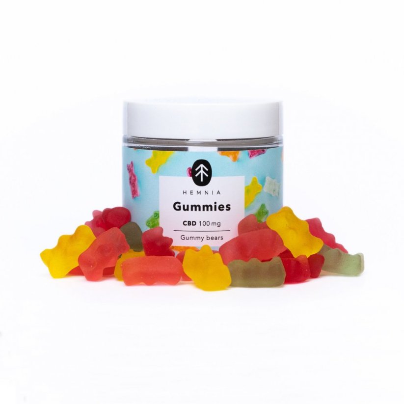 Hemnia CBD Gummies Gummy Bears, kirsikka, kiivi, ananas, mansikka, 100 mg CBD, 20 kpl x 5 mg, 45 g