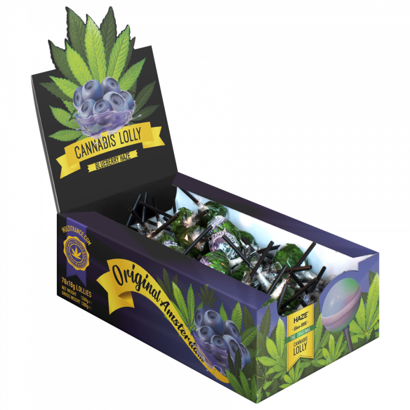 Cannabis Blueberry Haze Lollies - näytepakkaus (70 Lollies)