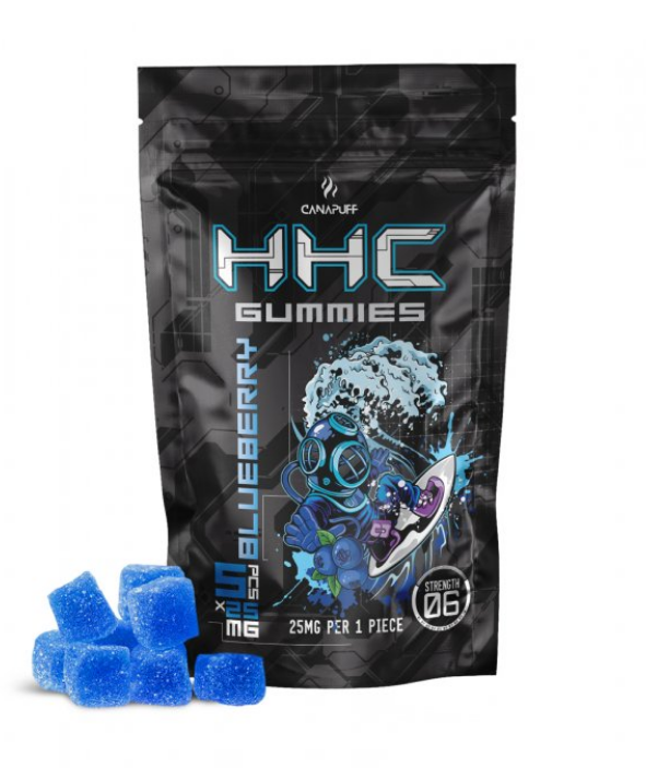 CanaPuff HHC Gummies Blueberry, 5 ks x 25 mg, 125 mg