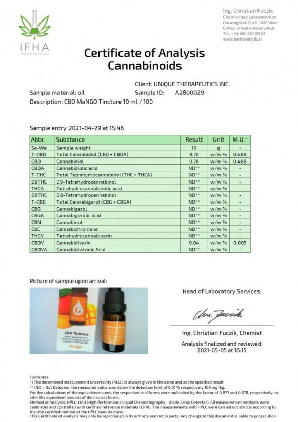 Green Pharmaceutics CBD Mango nalewka - 10%, 1000 mg, 10 ml