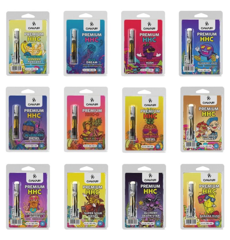 Canapuff HHC Cartridge bundle, 96% HHC, All in One Set - 12 saveurs x 0.5 ml
