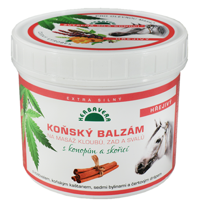 Erbavera Balsamo per cavalli con canapa, cannella e capsaicina riscaldante 500 ml - confezione da 6 pezzi