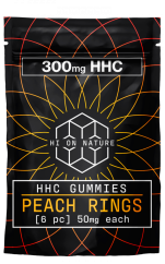 Hi on Nature HHC Gummies Persikkarenkaat, 300 mg, 6 kpl
