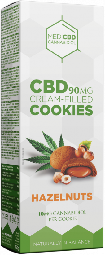 MediCBD Hazelnuts Cream-Filled Cookies (90 mg) - Carton (18 packs)