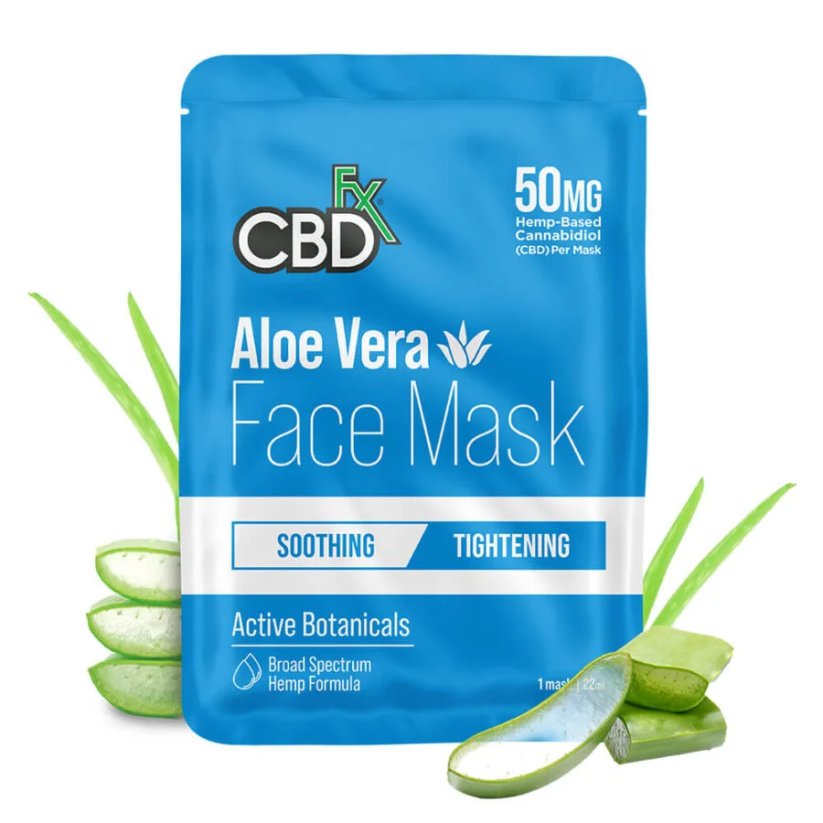 CBDfx Hemp Aloe Vera CBD pleťová maska, 50 mg