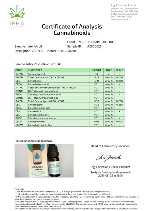 Green Pharmaceutics CBG / CBD オリジナルチンキ - 10%、500 mg / 500 mg、10 ml