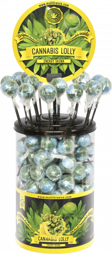 Cannabis Energy Skunk Lollies — displeja konteiners (100 konfektes)