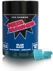 Delta Munchies Blue Razz HHC vingummier, 1000 mg, 40 stk.