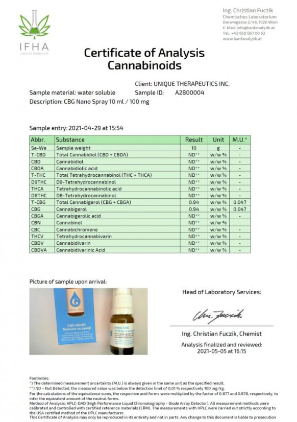 Green Pharmaceutics Nano CBG Sprej - 100 mg, 10 ml
