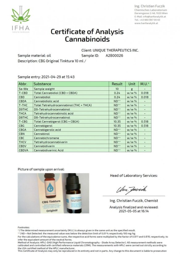 Green Pharmaceutics CBG Orijinal Tentür - %10, 1000 mg, 10 ml