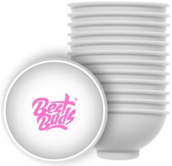 Best Buds Silikonska zdjela za miješanje 7 cm, bijela s ružičastim logotipom