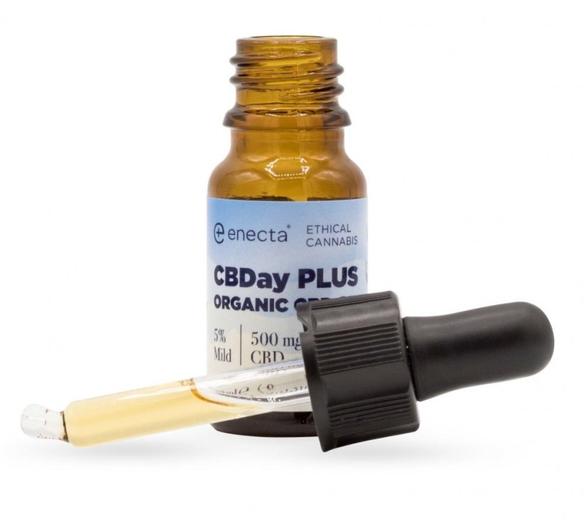 Enecta CBDay Plus Aceite de CBD suave de espectro completo 5%, 500 mg, 10 ml
