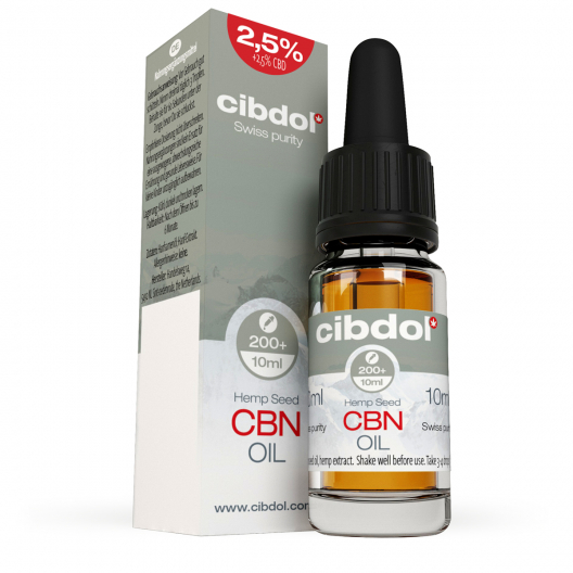 Cibdol ヘンプオイル 2.5% CBN および 2.5% CBD、250:250 mg、10 ml