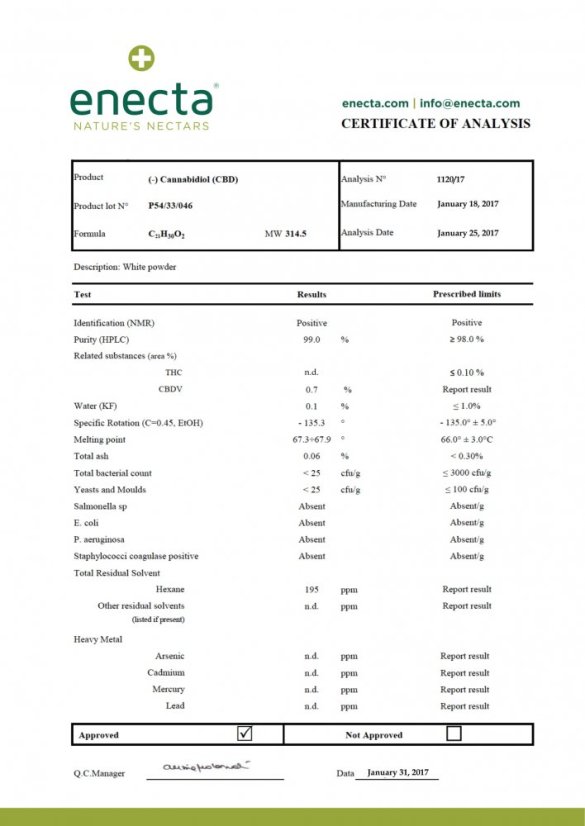 Enecta Kryształy konopi CBD (99%), 1000 mg