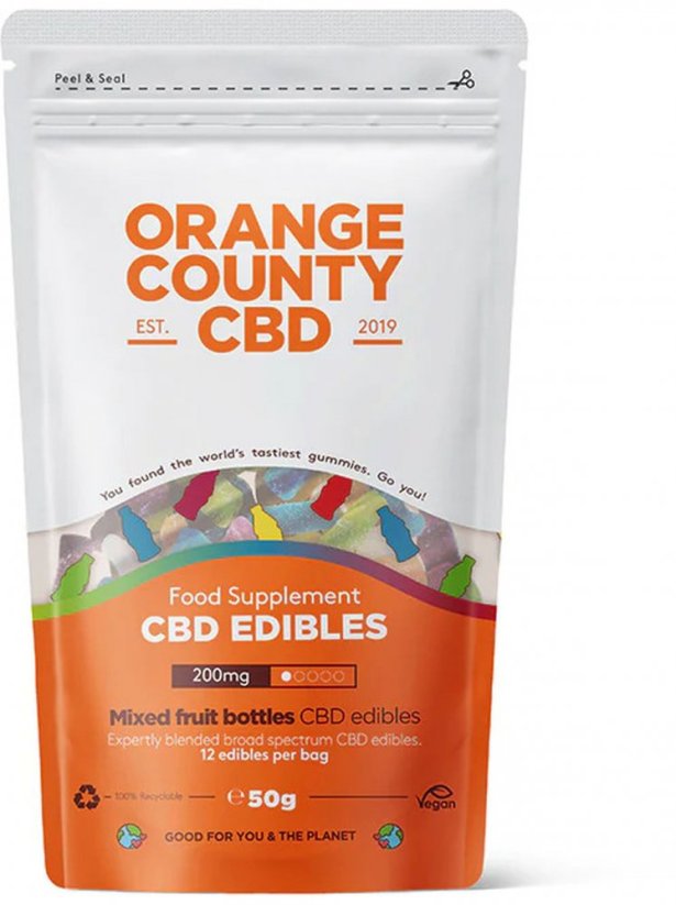 Orange County CBD Bottiglie, confezione da viaggio, 200 mg CBD, 12 pz, 50 g