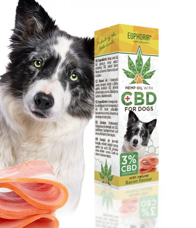 Euphoria Aceite de CBD para perros 3%, 300mg, 10 ml - sabor a tocino