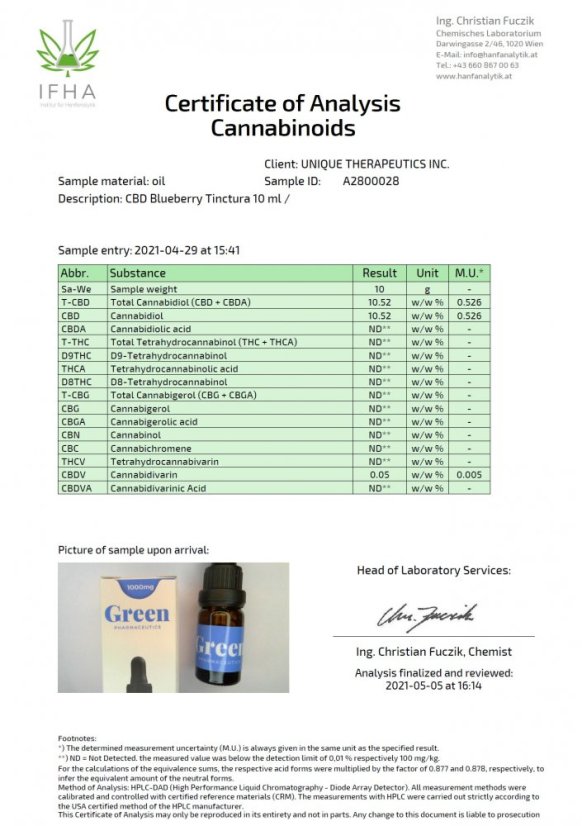Green Pharmaceutics Cồn việt quất CBD - 10%, 1000mg, 10 ml