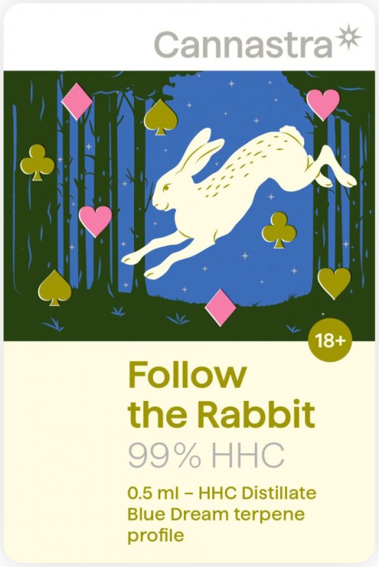 Cannastra kazeta HHC Follow the Rabbit (Blue Dream), 99 %, 0,5 ml