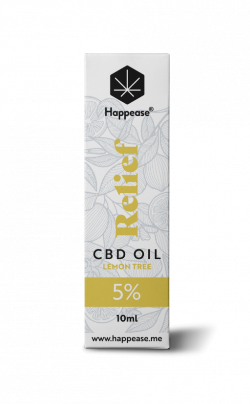 Happease Relief CBD olje limoninega drevesa, 5 % CBD, 500 mg, 10 ml