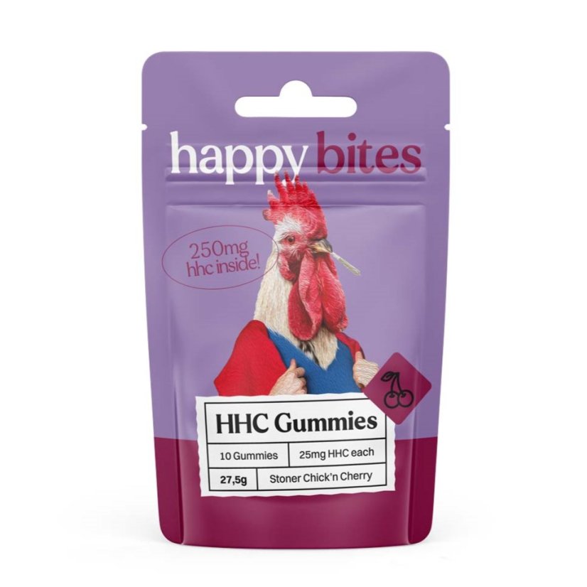 Happy Bites HHC Gummies Stoner Chick'n Cherry, 10 pezzi x 25 mg, 250 mg