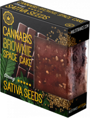 Kaņepju braunijs ar Sativa Seeds Deluxe iepakojumu (spēcīga garša) - kartona kārba (24 iepakojumi)