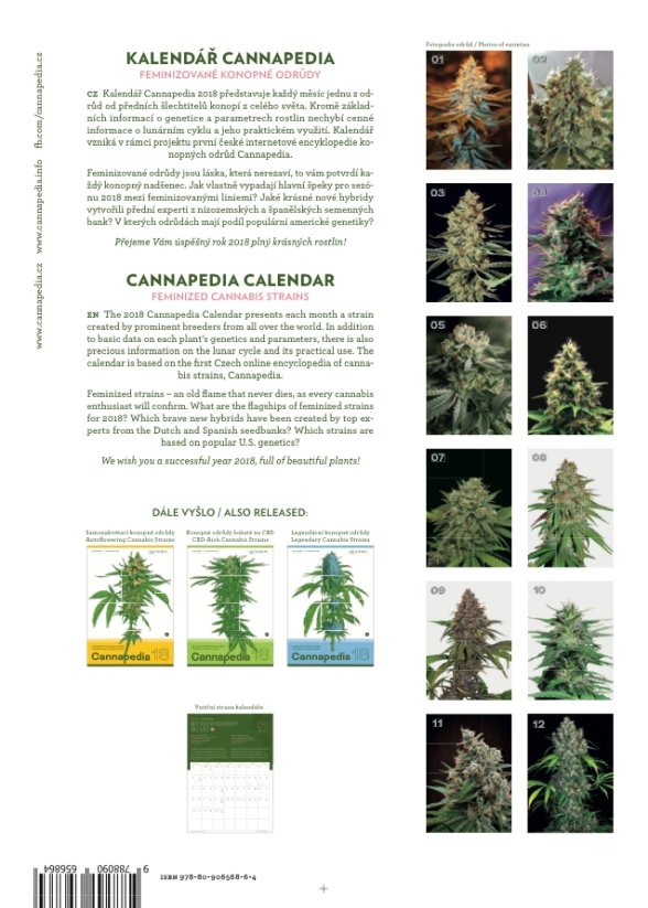 Calendrier Cannapedia 2018 – Feminizované konopné odrůdy