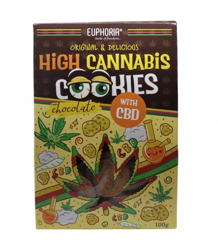 Euphoria Cookies Għoli taċ-Ċikkulata tal-Cannabis bis-CBD, 100g