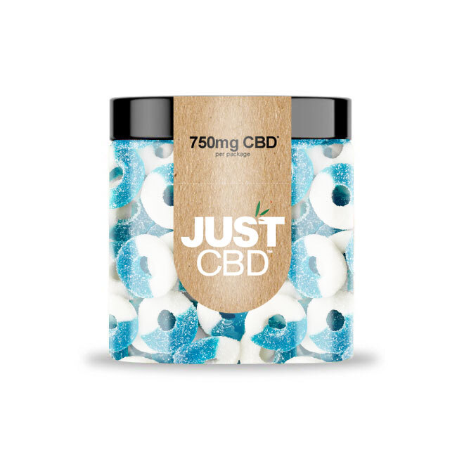 JustCBD Gumídci Modré malinové kroužky 250 mg - 3000 mg CBD