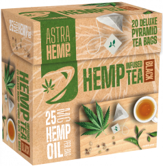Astra Hemp Black Tea 25 mg Olio di canapa (scatola da 20 bustine di tè piramidali)