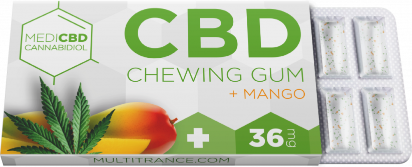 MediCBD マンゴー CBD チューインガム (CBD 36 mg)、24 箱入り