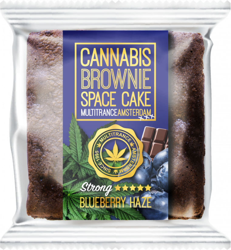 Cannabis Blueberry Haze Brownie (sterke Sativa-smaak) - Doos (24 pakjes)