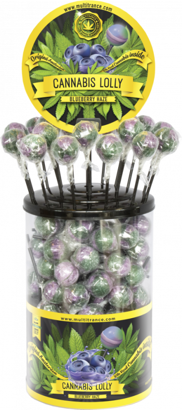 Cannabis Blueberry Haze Lollies – Display Container (100 Lollies)