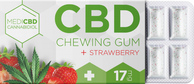 MediCBD Strawberry CBD košļājamā gumija (17 mg CBD), displejā 24 kastītes