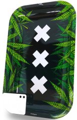 Best Buds XXX Amsterdam Large Metal Rolling Tray with Magnetic Grinder Card