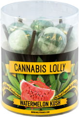 Cannabis Watermelon Kush Lollies – подаръчна кутия (10 близалки), 24 кутии в кашон