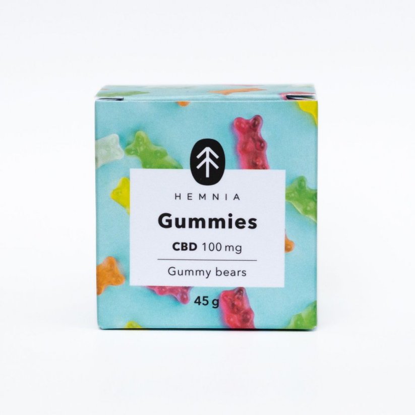 Hemnia CBD Gummies Gummy Bears, Ċirasa, Kiwi, Ananas, Frawli, 100 mg CBD, 20 biċċa x 5 mg, 45 g