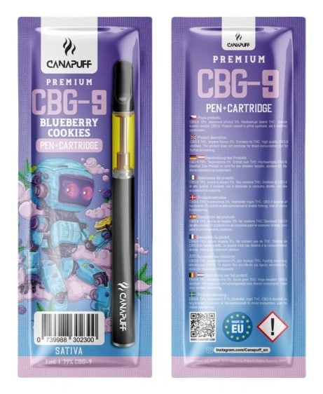 CanaPuff CBG9 penn + patron blåbærkake, CBG9 79 %, 1 ml