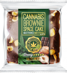Kannabishasselpähkinä Brownie (vahva sativa-maku) - laatikko (24 pakkausta)