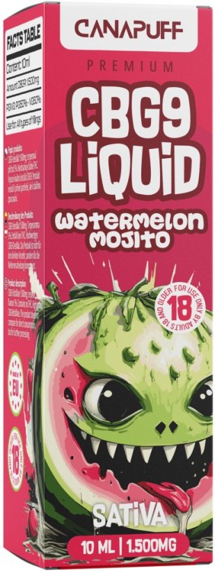 CanaPuff CBG9 vloeibare watermeloenmojito, 1500 mg, 10 ml