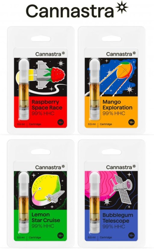Cannastra HHC Cartridge bundle, 99% HHC, All in One Set - 4 príchute x 0,5 ml