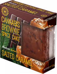 Balenie kanabisového slaného karamelového brownie Deluxe (Stredná príchuť Sativa) – kartón (24 balení)