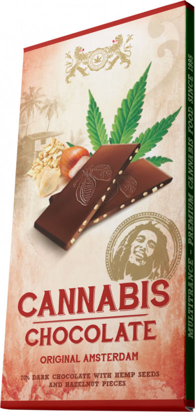 Bob Marley Cannabis & Hazelnuts Dark Chocolate – kartón (15 tyčiniek)