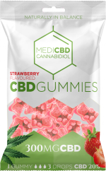 MediCBD CBD gumijasti medvedki z okusom jagode (300 mg), 40 vrečk v kartonu