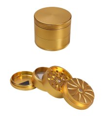 Masher Hliníková drtička zlatá 4-dílná, 63x52mm