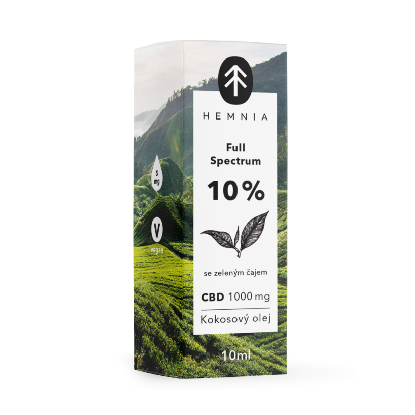 Hemnia Vollspektrum CBD MCT Kokosnussöl 10%, 1000 mg, (10 ml), Grüner Tee Geschmack