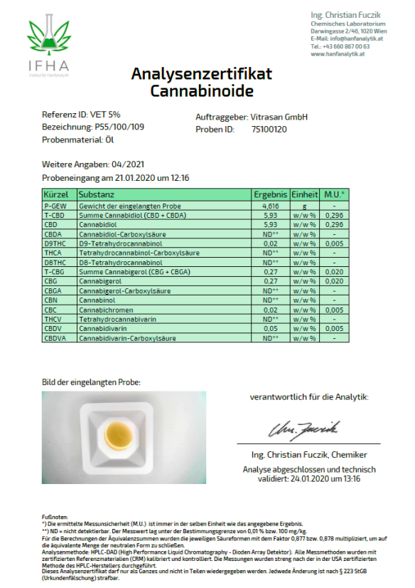 CBD Vital VET CBD 5 Extract Premium για κατοικίδια, 5%, 500 mg, 10 ml
