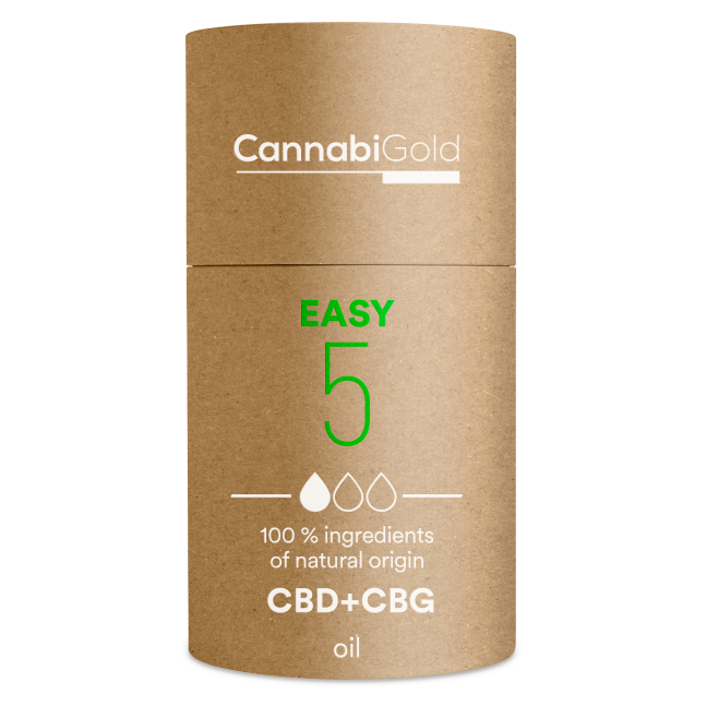 Aceite CannabiGold Easy 5 % (4,5 % CBD, 0,5 % CBG), 600 mg, 12 ml