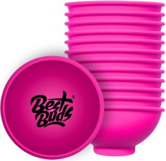 Best Buds Силиконска посуда за мешање 7 цм, розе са црним логотипом (12 ком/кеса)