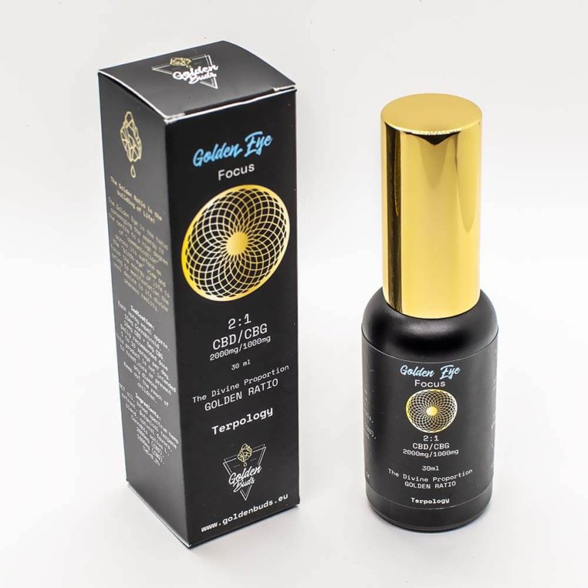 Golden Buds gyllene Öga (Fokus) Spray, 10%, 2000 mg CBD / 1000 mg CBG, 30 ml