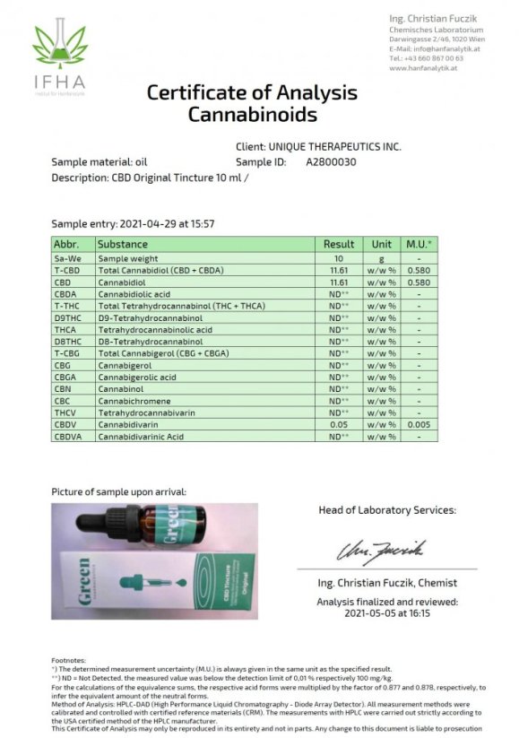 Green Pharmaceutics CBD Original настоянка - 10%, 1000 мг, 10 мл